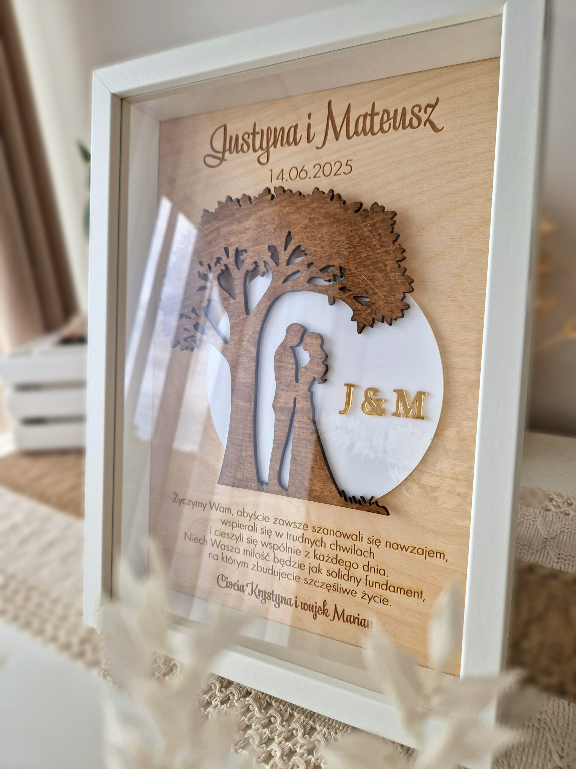 Pamiątka Ślubu, drewniana dekoracja - ramka 3D - obrazek 2
