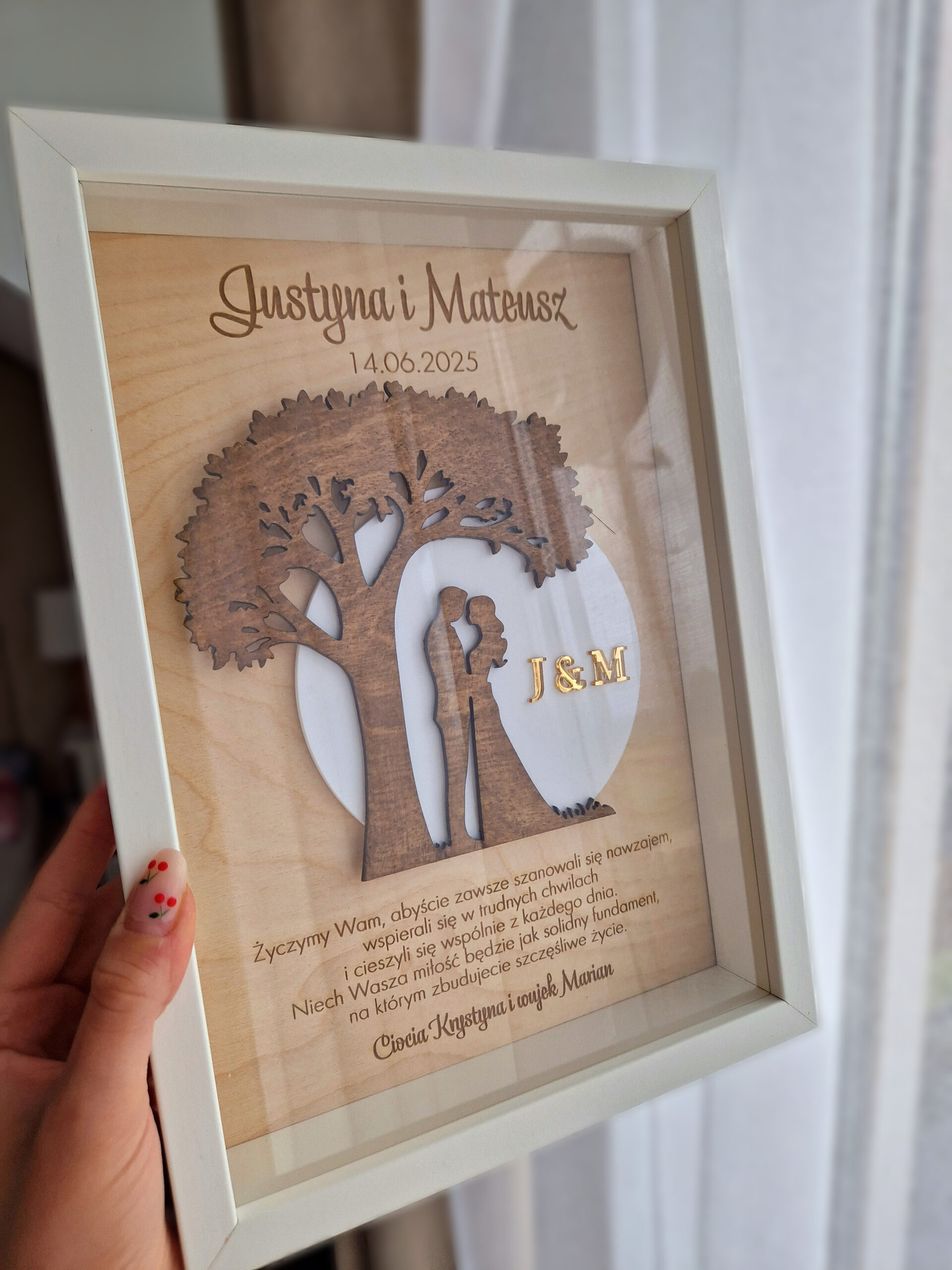 Pamiątka Ślubu, drewniana dekoracja - ramka 3D - obrazek 3
