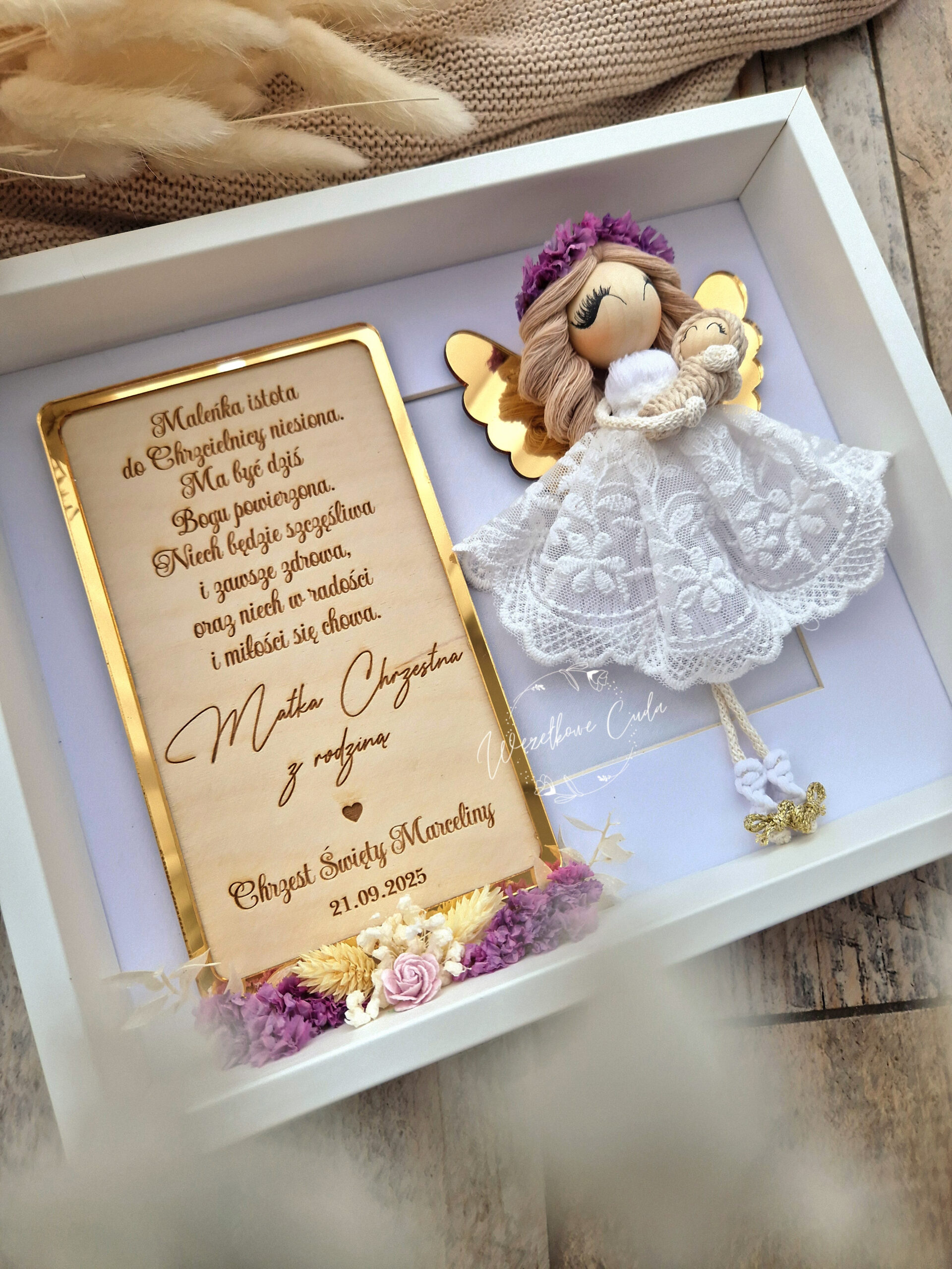 Pamiątka Chrztu Świętego, aniołek dla dziewczynki - obrazek 3